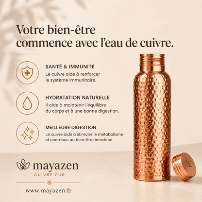 Gourde en Cuivre – Mayazen™ | L’Eau Purifiée Naturellement, Sans Plastique