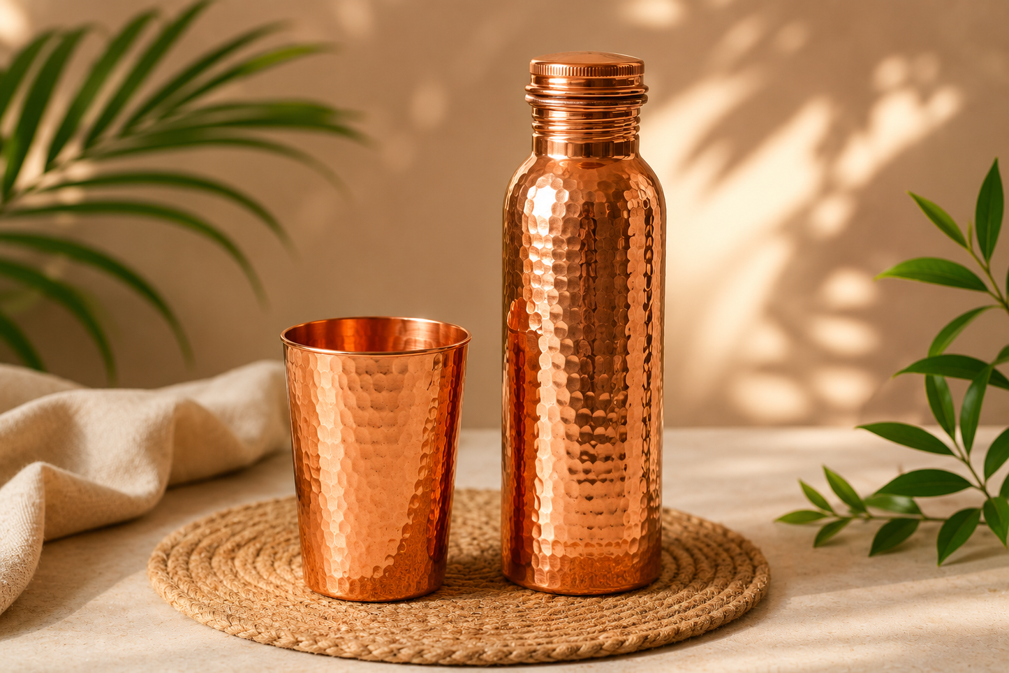 Gourde en Cuivre – Mayazen™ | L’Eau Purifiée Naturellement, Sans Plastique
