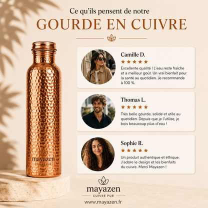 Gourde en Cuivre – Mayazen™ | L’Eau Purifiée Naturellement, Sans Plastique