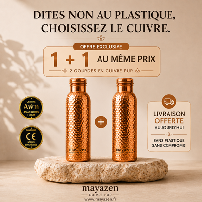 Gourde en Cuivre – Mayazen™ | L’Eau Purifiée Naturellement, Sans Plastique